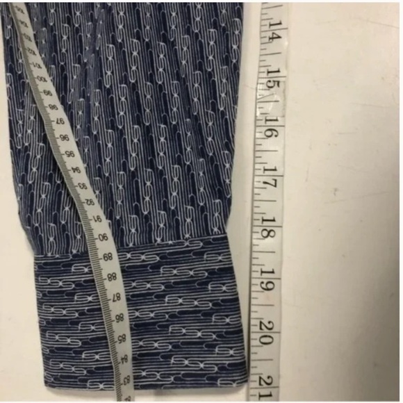 Bugatchi Long Sleeve Geometric Print Navy Button Up Shirt, size M - Picture 10 of 10